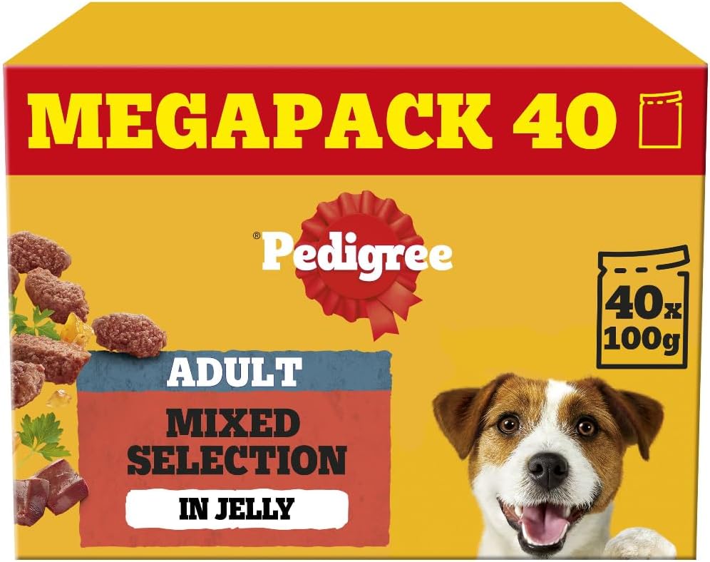 PEDIGREE Adult Dog Food Pouches Mixed Selection in Jelly 40 x 100 g Mega Pack