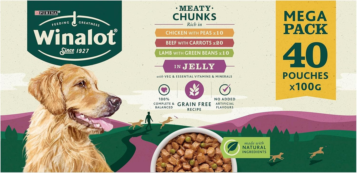 Winalot Dog Food, Mixed in Jelly, 40 x 100g