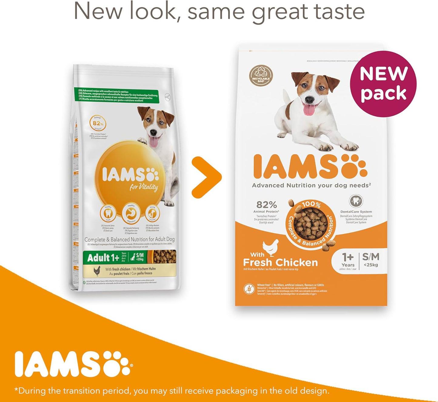 IAMS Complete Dry Dog Food for Adult 1+ Small and Medium Breeds with Chicken 3 kg(Packaging may vary)