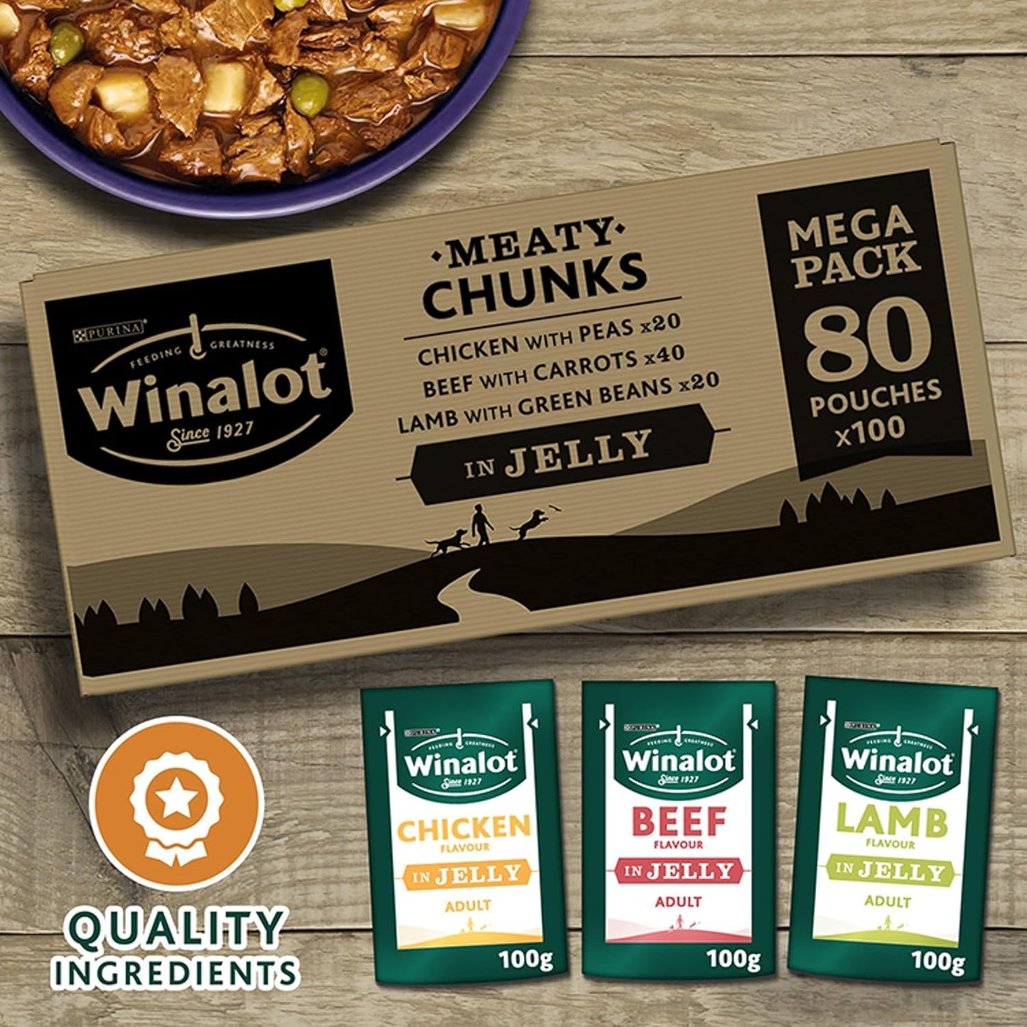 Winalot Meaty Chunks Mixed in Jelly Wet Dog Food 80x100g